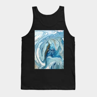 Icy Depths Swirling Ocean Abstract in Shades of Turquoise Blue Tank Top